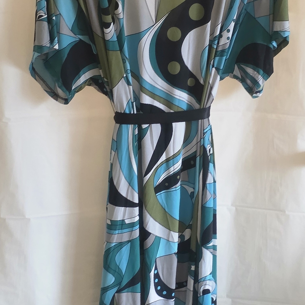 Duo Maternity Abstract Teal and Black Maxi Dress